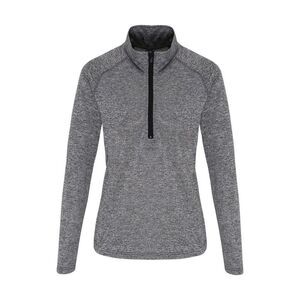 TriDri Womens/Ladies Long Sleeve Performance Quarter Zip Top / Black Melange/Bla